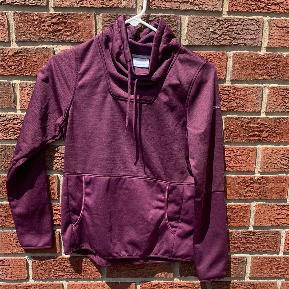 Purple Cowl Neck Columbia Pullover Hoodie